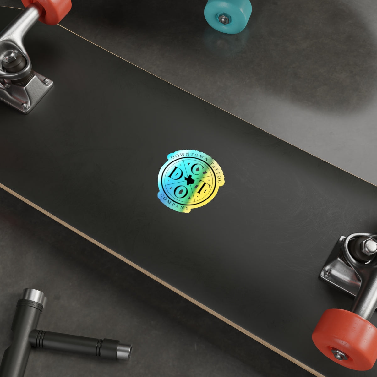 DTC round holographic decal shown at 3 by 3 inches