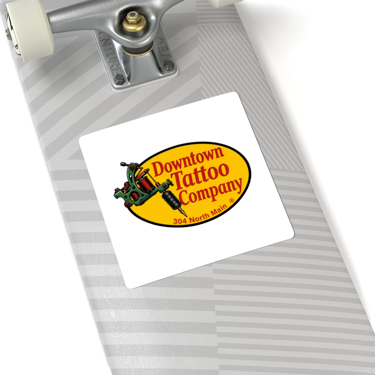 DTC vintage white decal shown at 6 by 6 inches