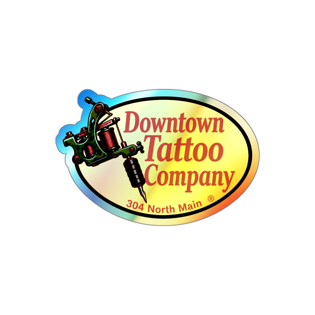 DTC vintage holographic decal close-up