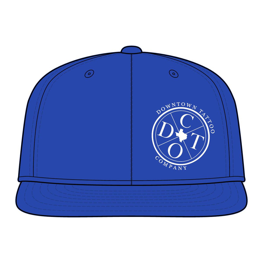 DTC round logo fitted flat-bill cap in True Royal
