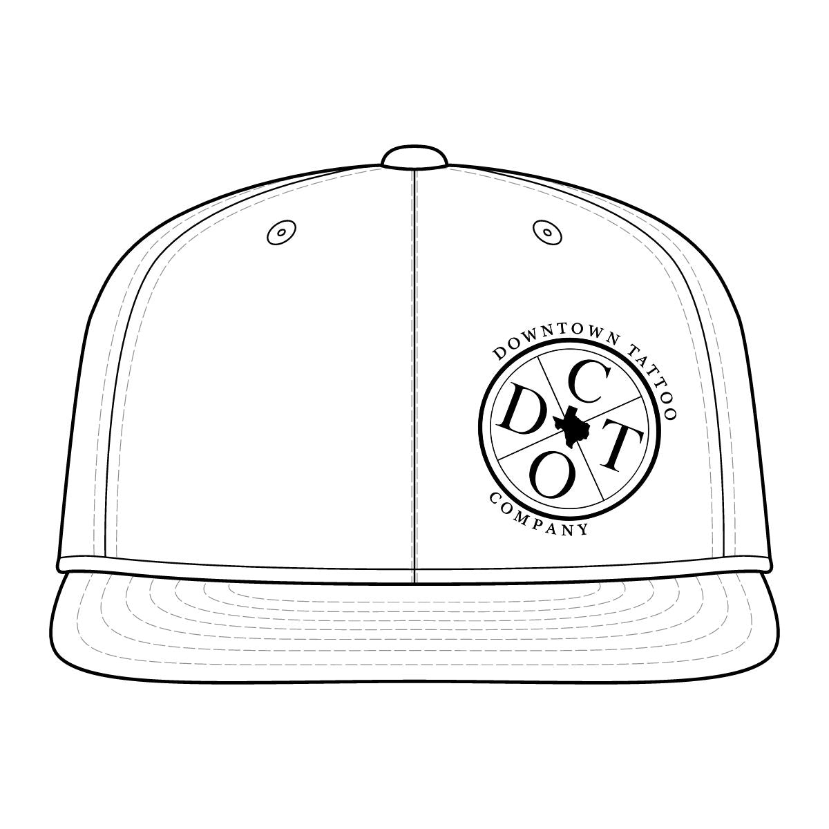 DTC round logo fitted flat-bill cap in White