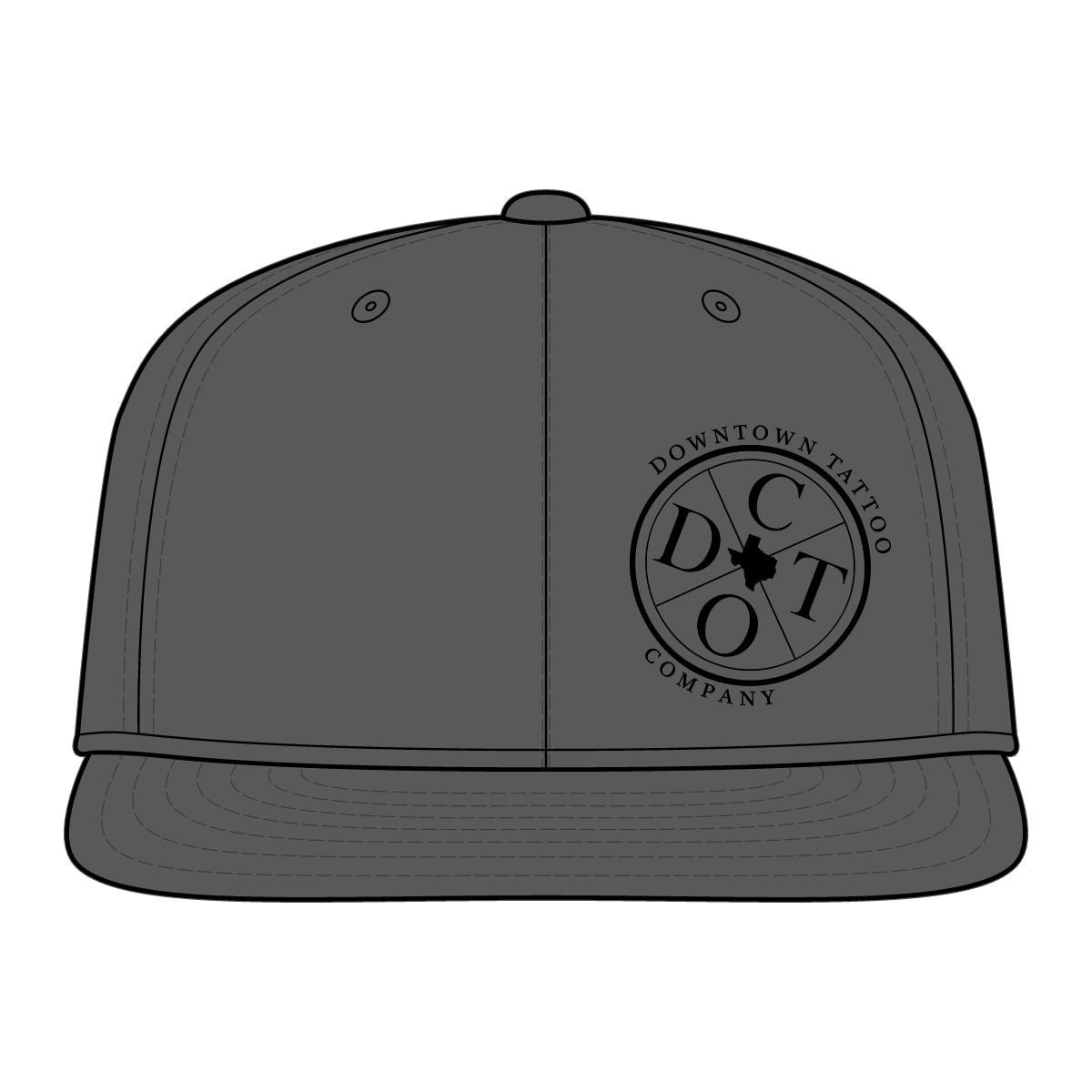 DTC round logo fitted flat-bill cap in Iron Grey