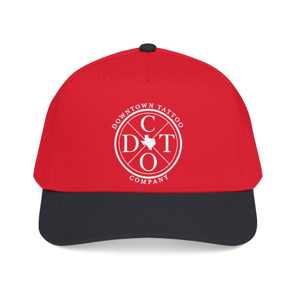DTC round logo OTTO 31-069 snapback cap - Black / Red - Front view