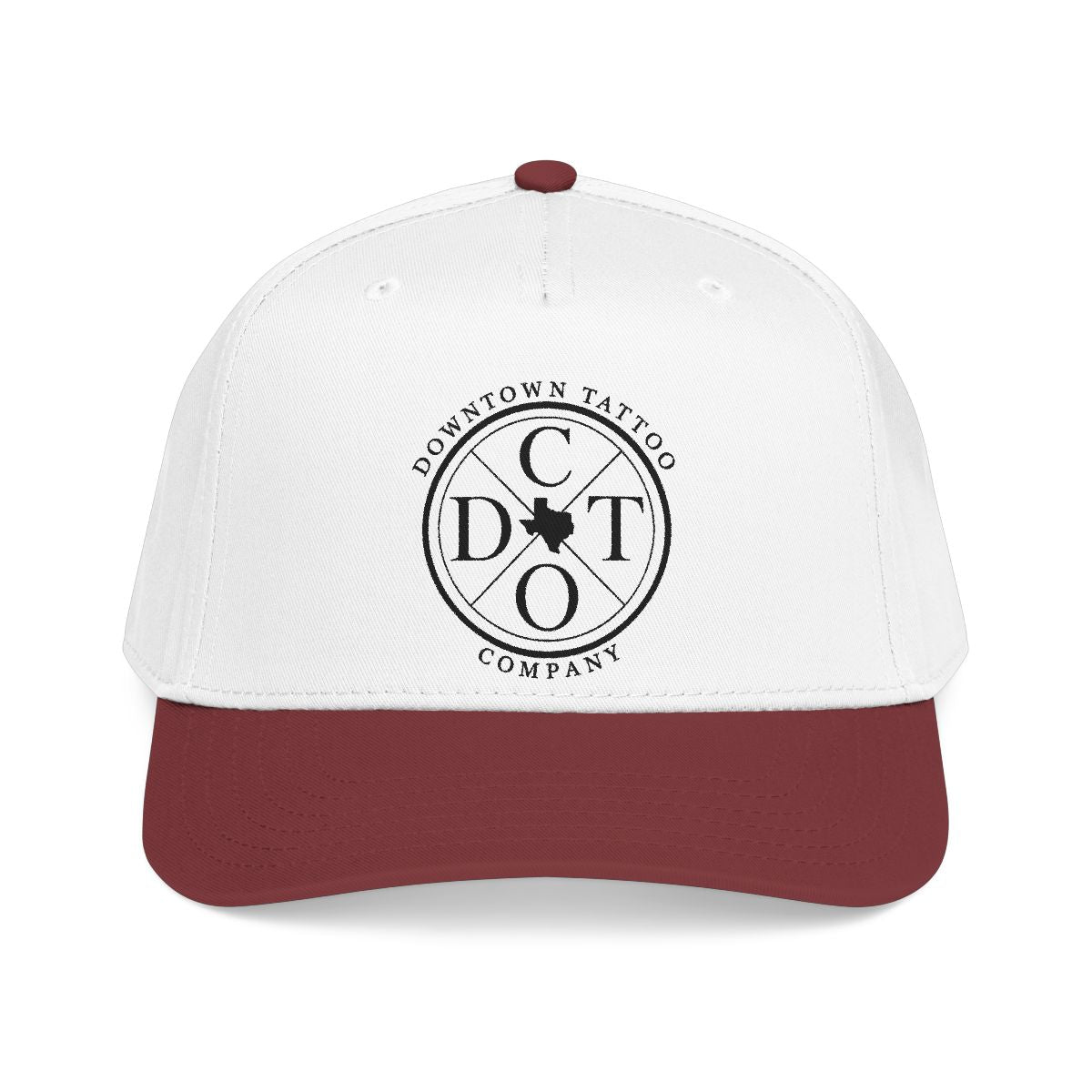 DTC round logo OTTO 31-069 snapback cap - Maroon / White - Front view