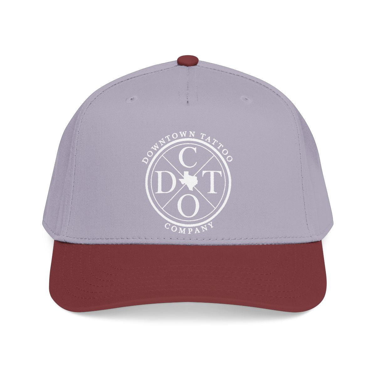 DTC round logo OTTO 31-069 snapback cap - Maroon / Grey - Front view
