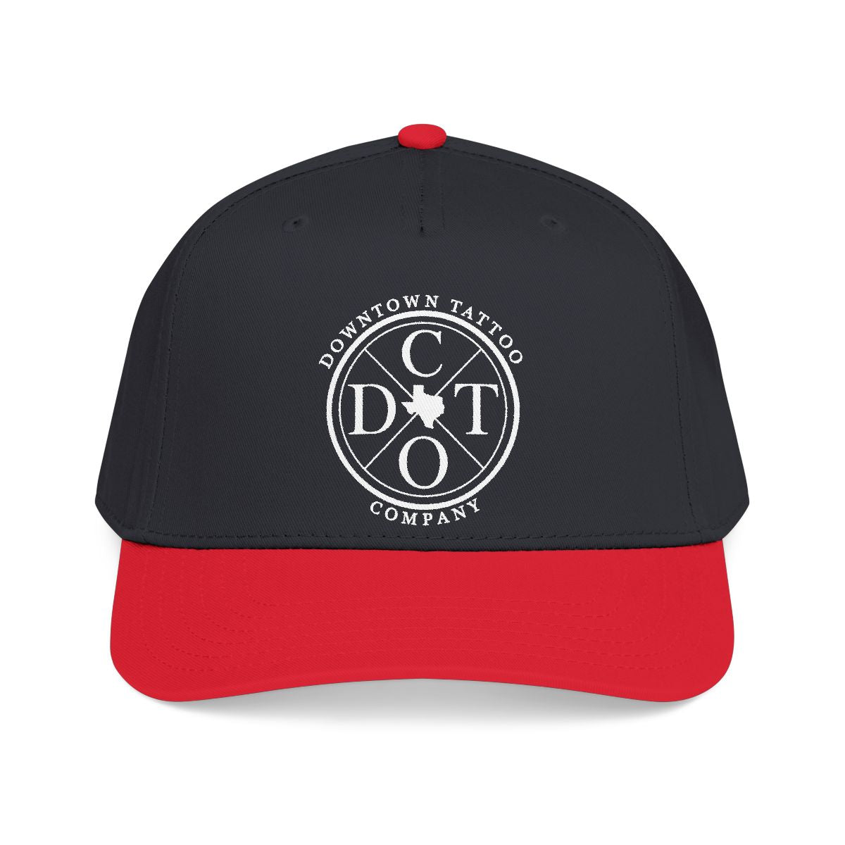 DTC round logo OTTO 31-069 snapback cap - Red / Black - Front view
