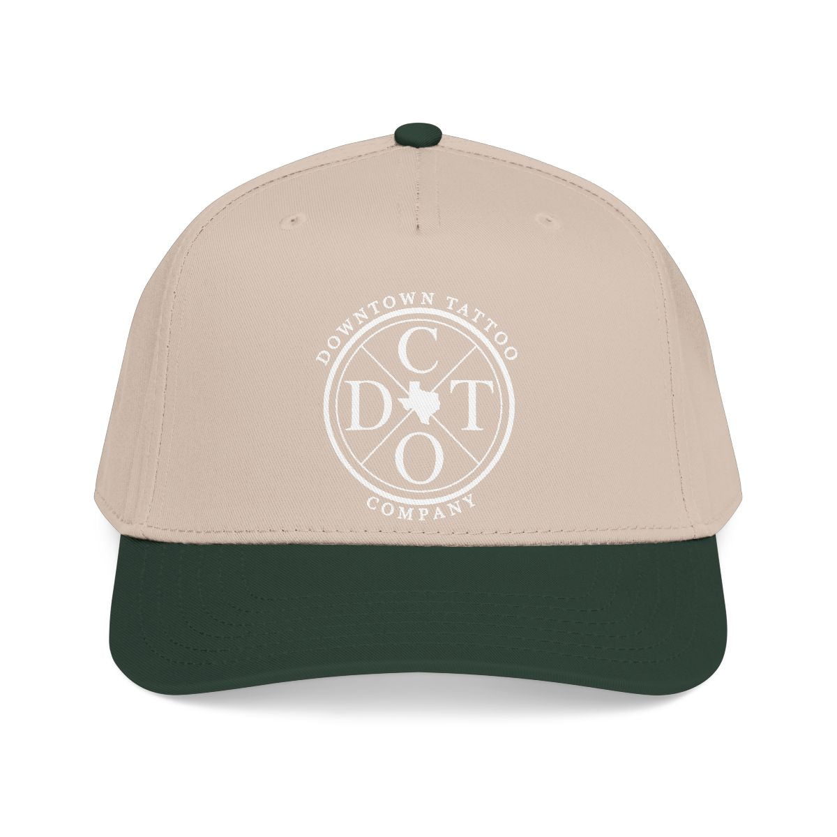DTC round logo OTTO 31-069 snapback cap - Dark Green / Khaki - Front view