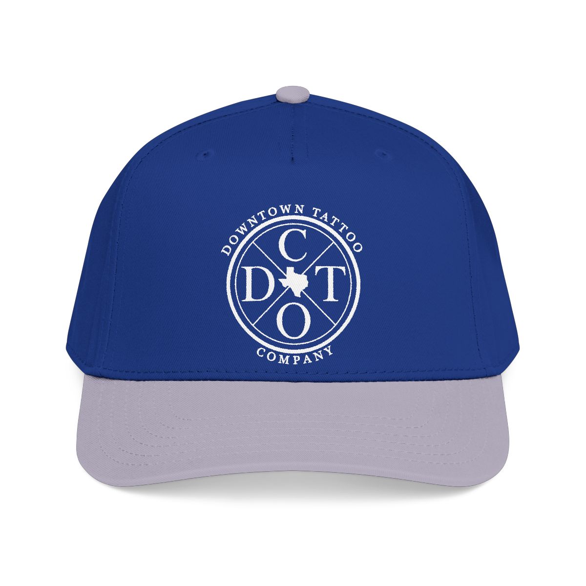 DTC round logo OTTO 31-069 snapback cap - Grey / Royal - Front view