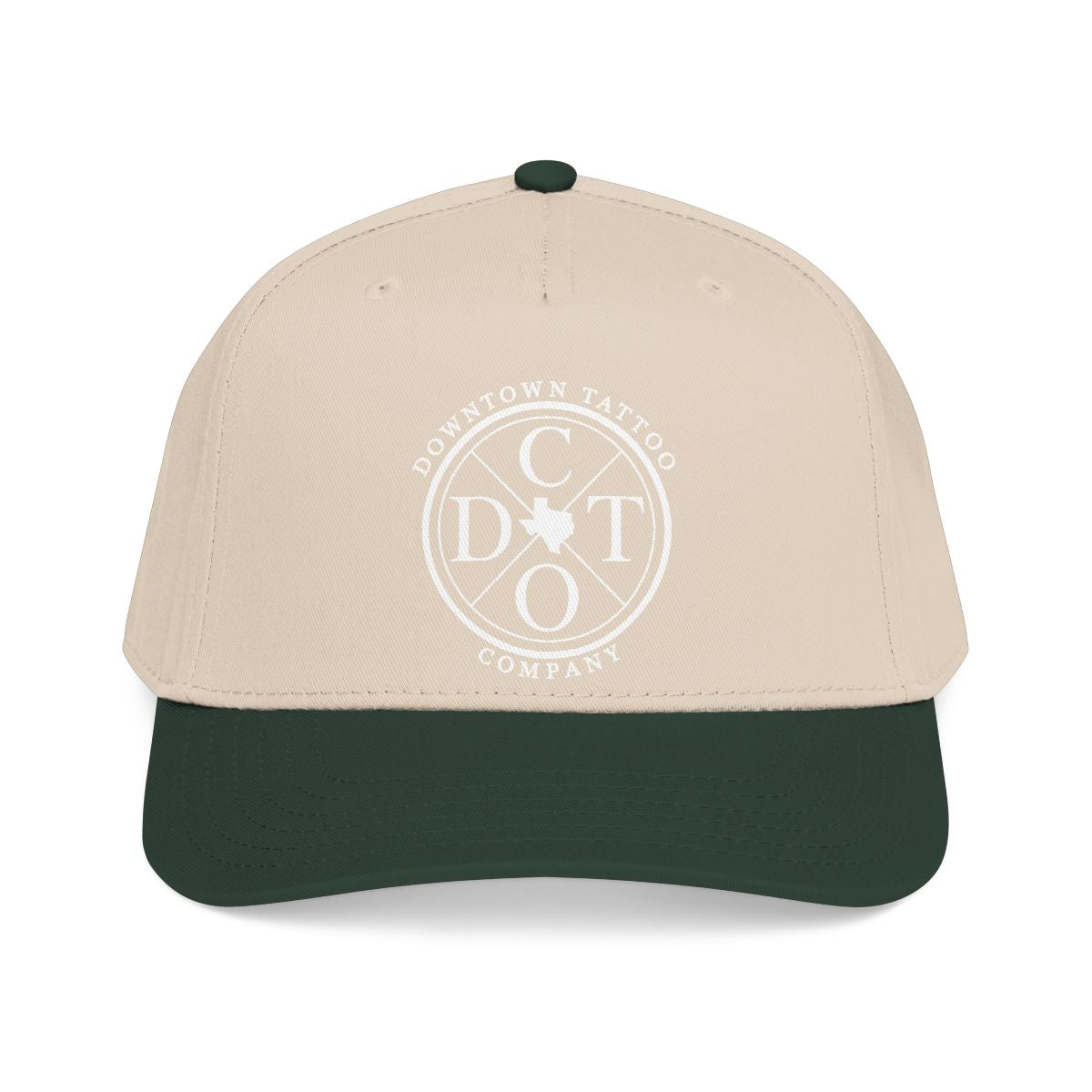 DTC round logo OTTO 31-069 snapback cap - Dark Green / Natural - Front view