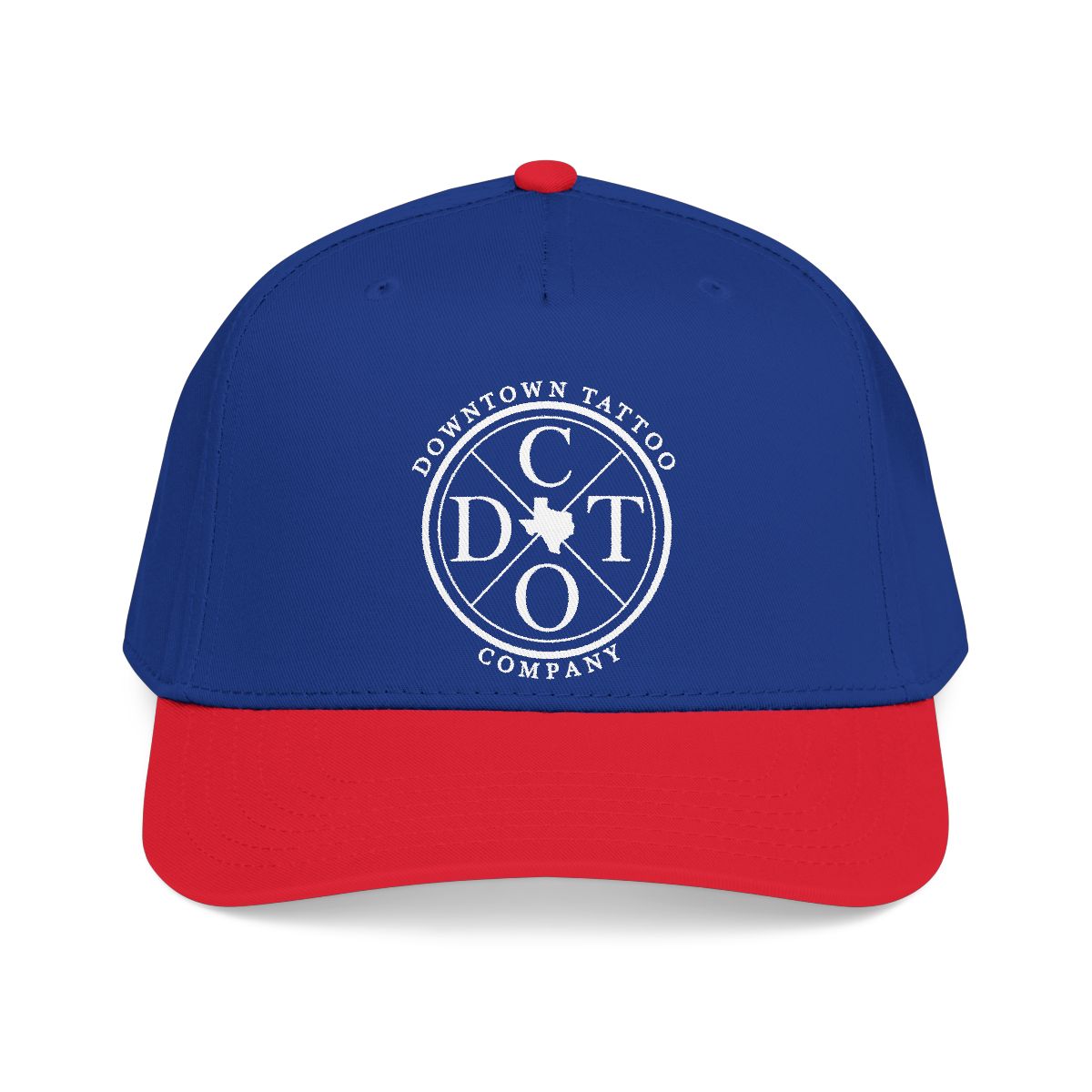 DTC round logo OTTO 31-069 snapback cap - Red / Royal - Front view