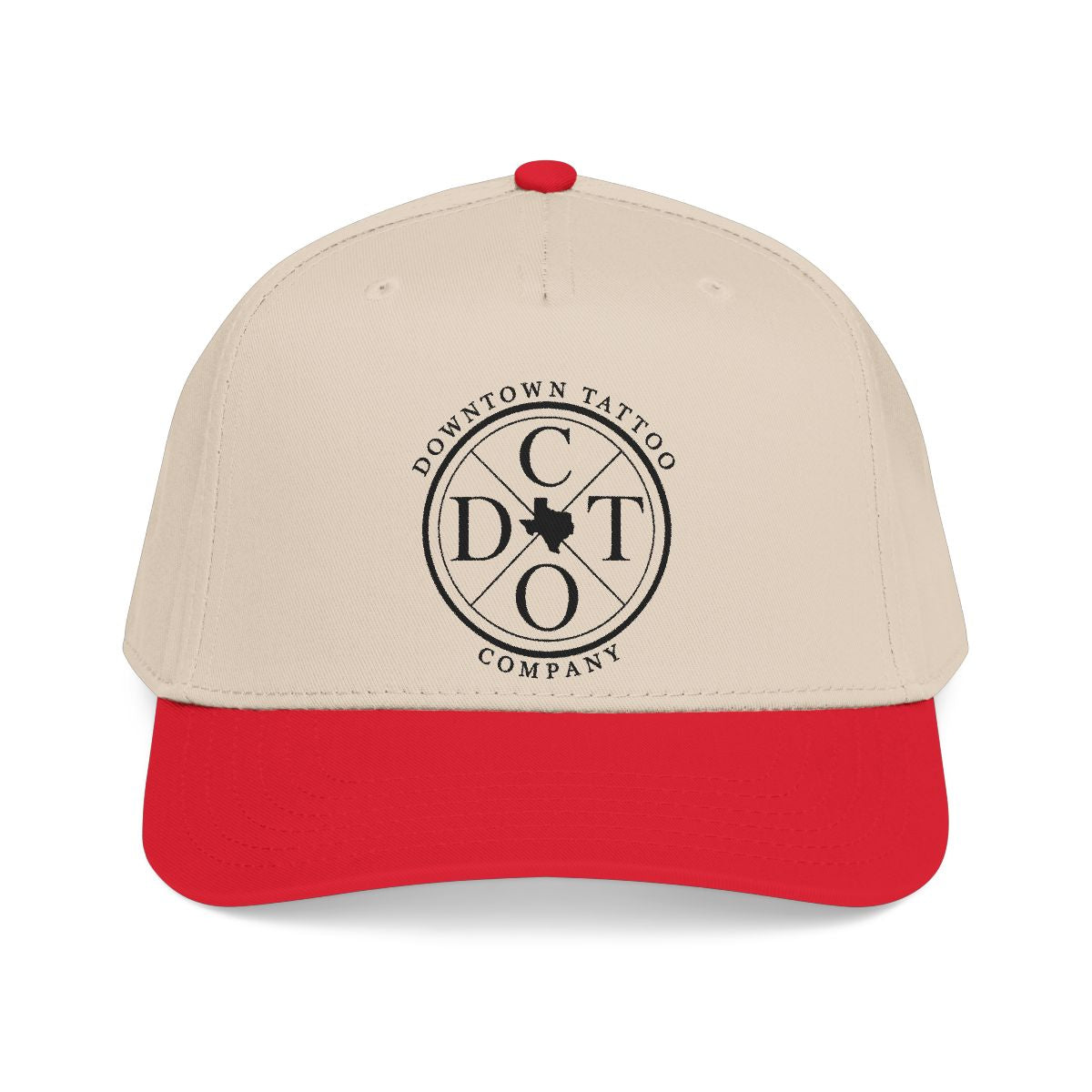 DTC round logo OTTO 31-069 snapback cap - Red / Natural - Front view
