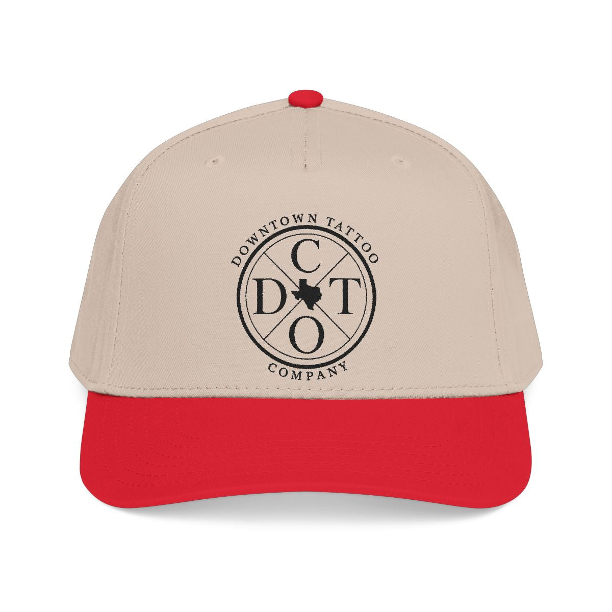 DTC round logo OTTO 31-069 snapback cap - Red / Khaki - Front view