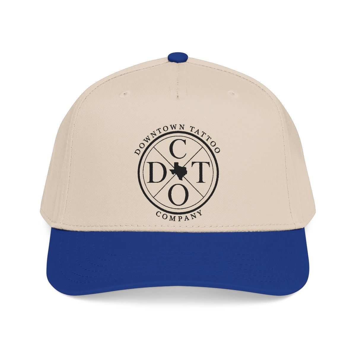 DTC round logo OTTO 31-069 snapback cap - Royal / Natural - Front view