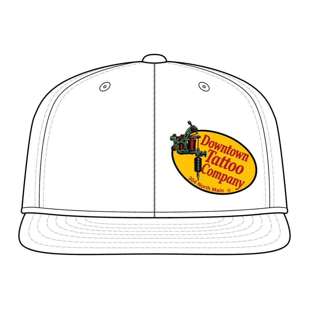 DTC vintage oval fitted flat-bill cap in White